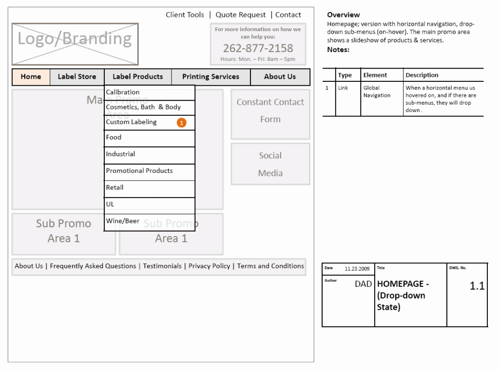 blp-wireframe-02-homepage Homepage (with menu drop-down) Wireframe