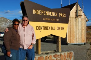 Dennis & Carol on top of Independence Pass, CO