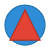 Example svg graphic with a blue circle and a red triangle on top