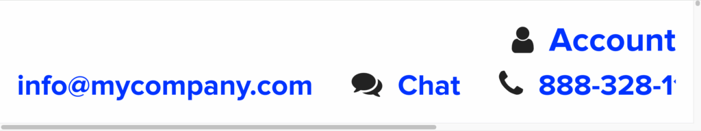 Example of reflow, where the contact phone number extends past the page width, causing horizontal browser scroll bars in addition to browser vertical scroll bars