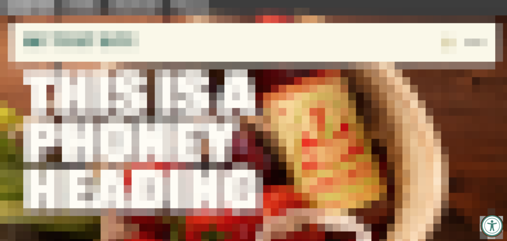 A website screenshot with the accessibility floating button in the lower right corner.