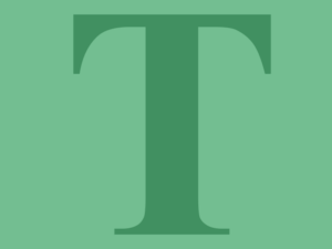 A green letter T on top of a lighter green background