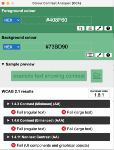 The Colour Contrast Analyser window