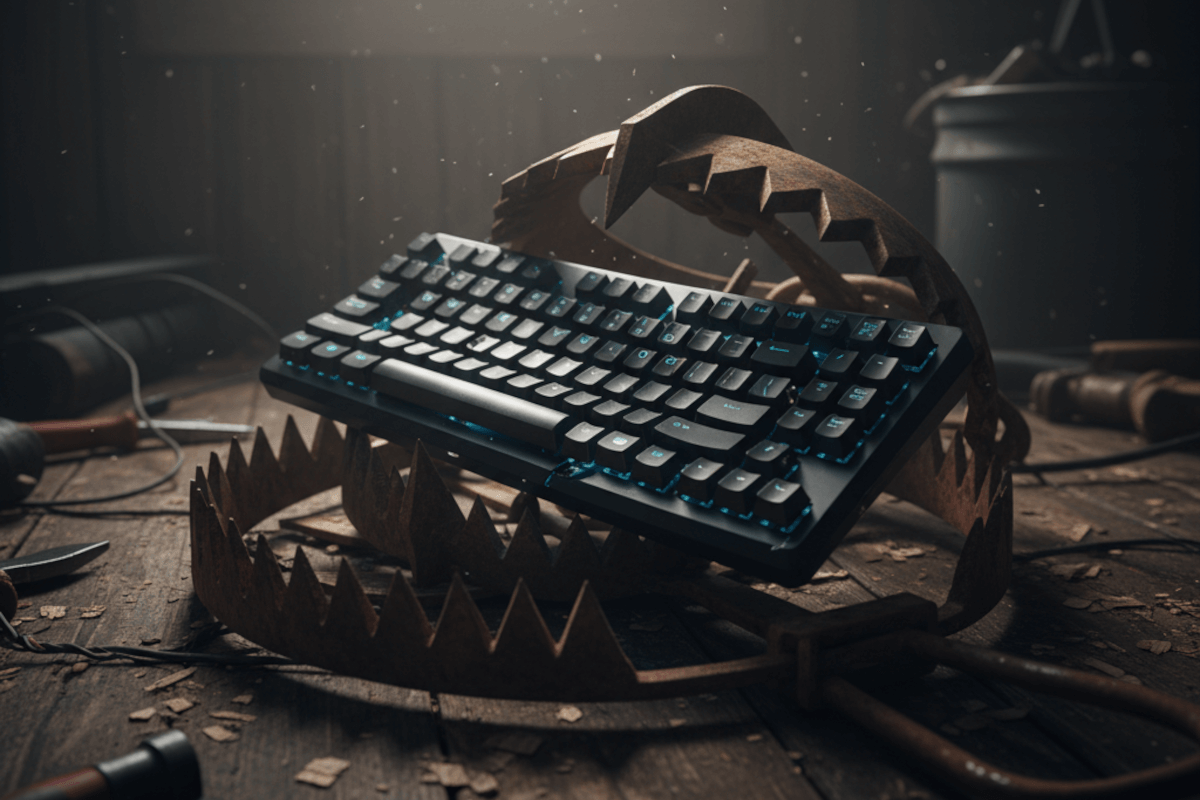 A keyboard caoght in a bear trap