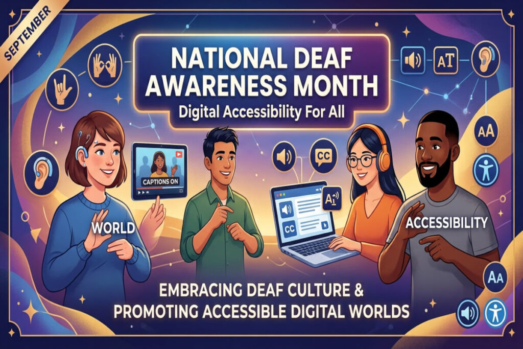 National Deaf Awareness Month poster with the text 