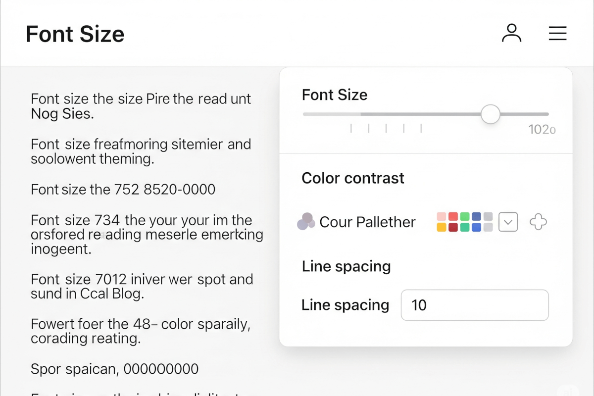 A screenshot of a tool that allows you to customize font size, spacing, color palette and contrast, and line spacing