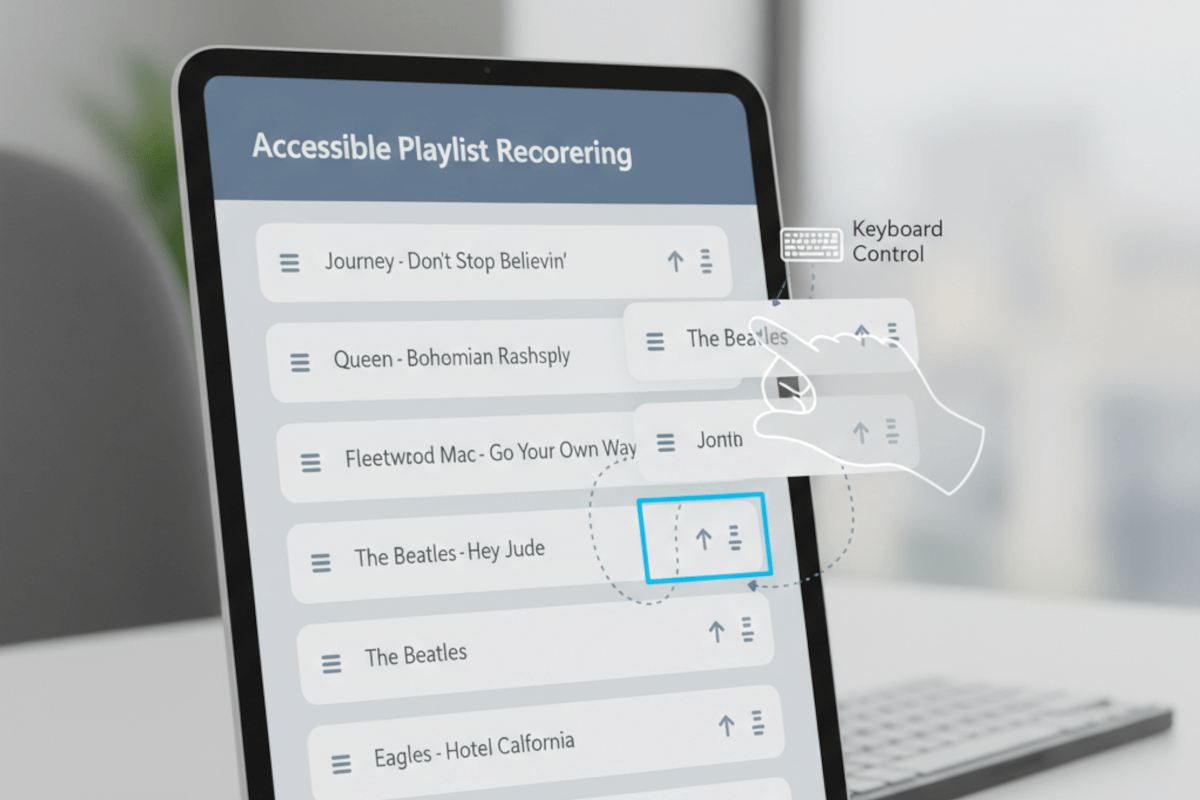 A user dragging and dropping elements on the screen to reorder them.