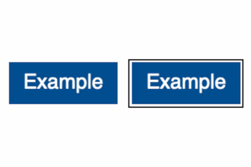 Two blue buttons, with text. The one button with focus has a solid 2px thick outline