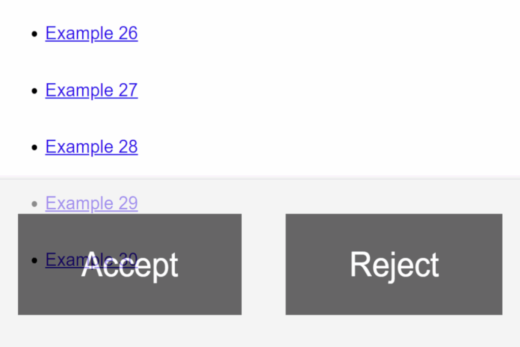 A sticky footer, half transparent, to uncover the content typically blocked by the sticky footer