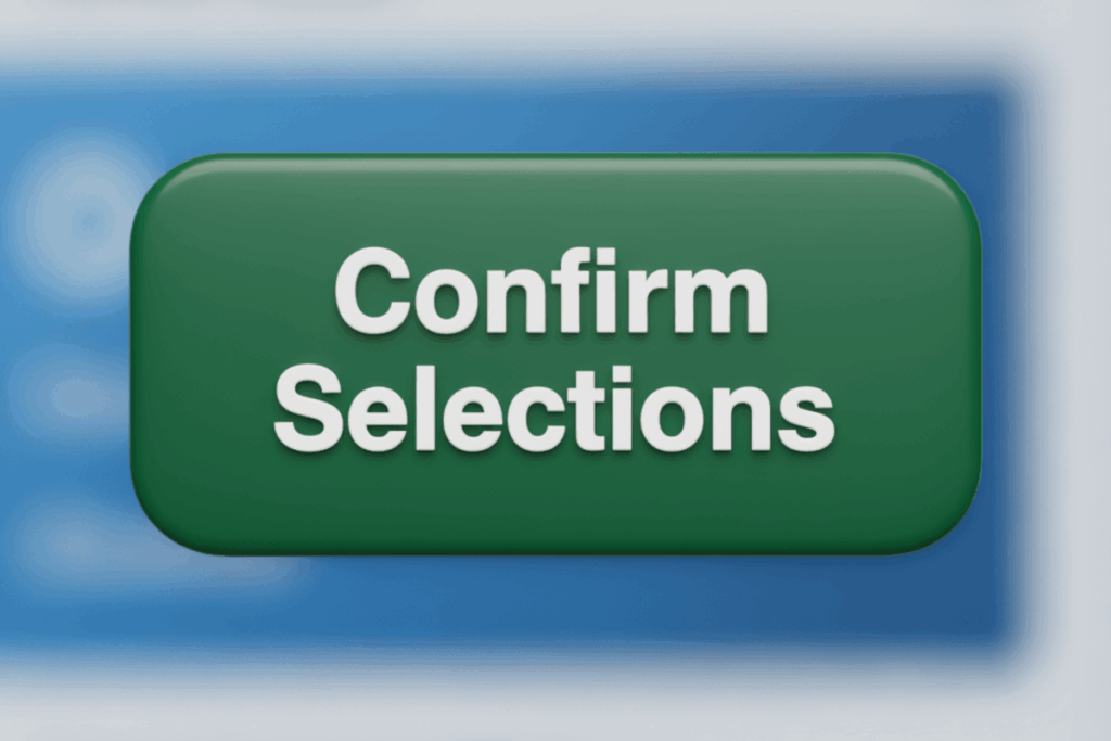 A green button with the text Confirm Selections in white