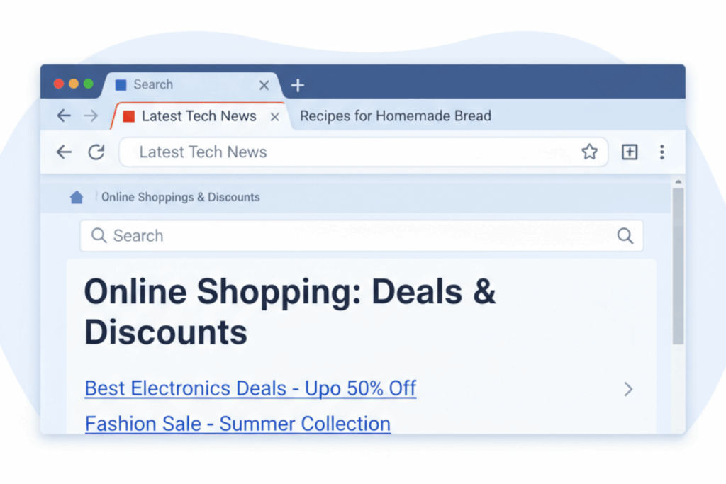 A browser with the browser tab presenting the web page's page title highlighted