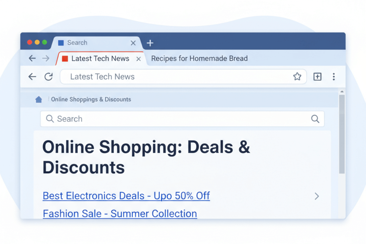 A browser with the browser tab presenting the web page's page title highlighted